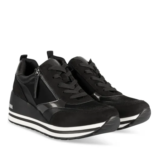 Baskets NOIR Femme Motif Uni Lacets