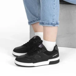 Baskets NOIR Femme Motif Uni Lacets