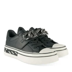 Baskets NOIR Femme Motif Uni Lacets