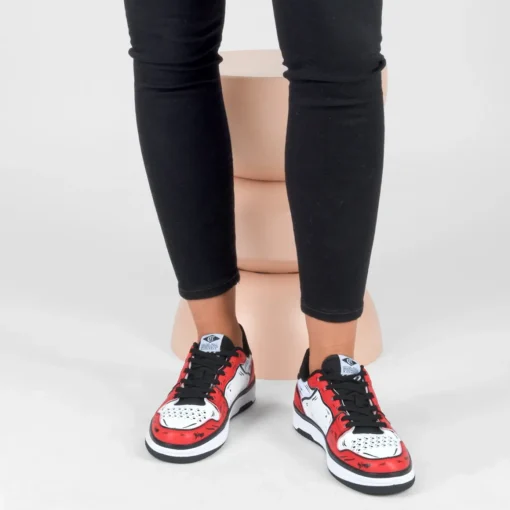 Baskets NOIR Femme Motif Multicolore Lacets