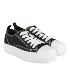 Baskets NOIR Femme Motif Uni Lacets