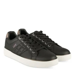 Baskets NOIR Femme Motif Animal Lacets