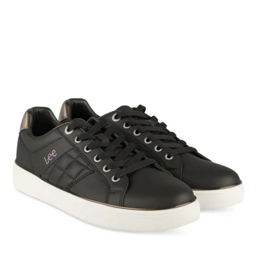 Baskets NOIR Femme Motif Animal Lacets