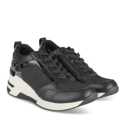 Baskets NOIR Femme Motif Uni Lacets