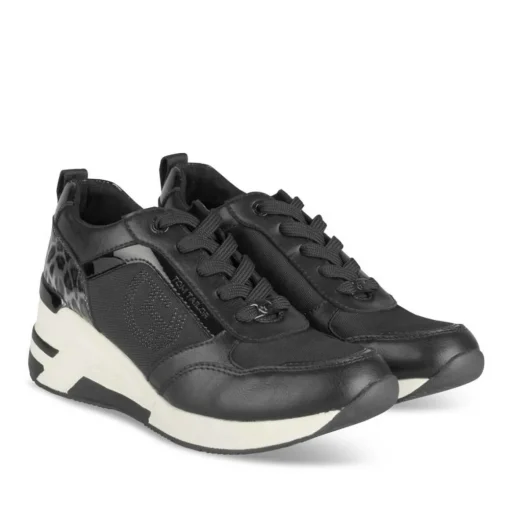 Baskets NOIR Femme Motif Uni Lacets