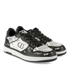 Baskets NOIR Femme Motif Multicolore Lacets