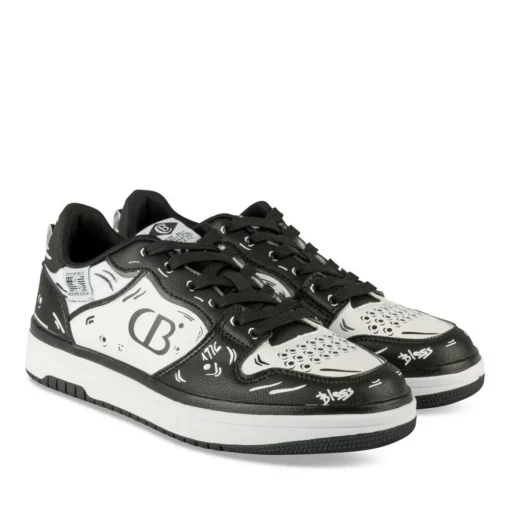 Baskets NOIR Femme Motif Multicolore Lacets