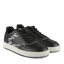 Baskets NOIR Femme Motif Animal Lacets