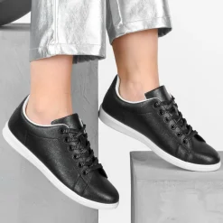 Baskets NOIR Femme Motif Iridescent Lacets