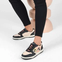Baskets NOIR Femme Motif Uni Lacets