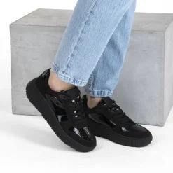 Baskets NOIR Femme Motif Uni Lacets