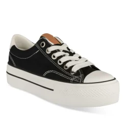 Baskets NOIR Femme Motif Uni Lacets