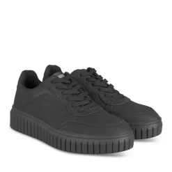 Baskets NOIR Femme Motif Uni Lacets
