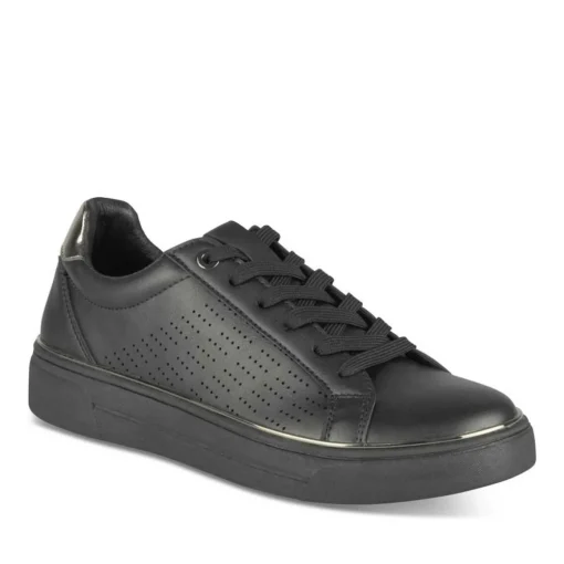 Baskets NOIR Femme Motif Uni Lacets