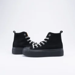 Baskets NOIR Femme Motif Uni Lacets