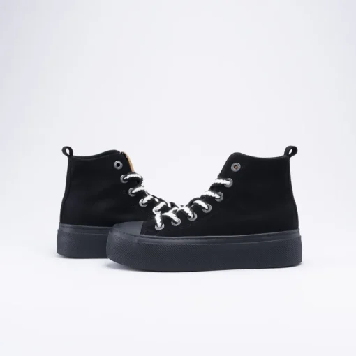 Baskets NOIR Femme Motif Uni Lacets