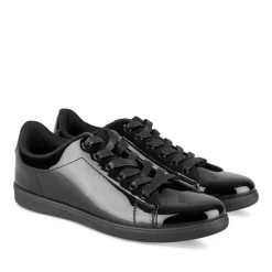 Baskets NOIR Femme Motif Vernis Lacets