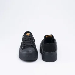 Baskets NOIR Femme Motif Uni Lacets