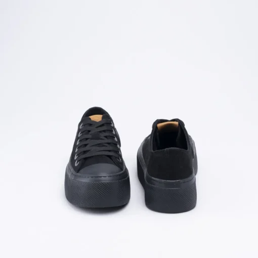 Baskets NOIR Femme Motif Uni Lacets