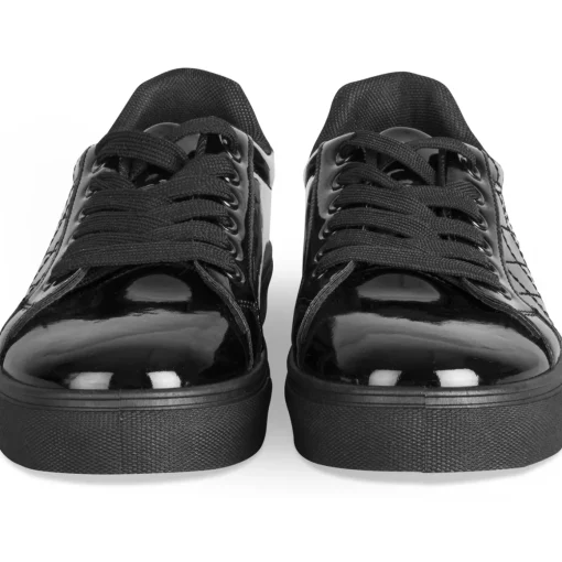 Baskets NOIR Femme Motif Uni Lacets