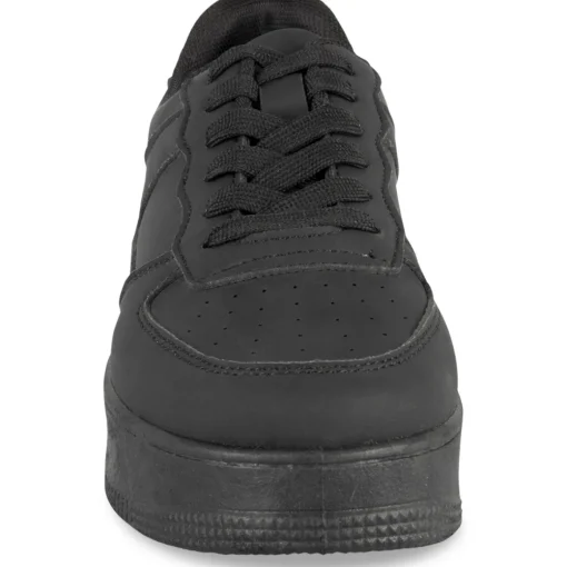 Baskets NOIR Femme Motif Uni Lacets
