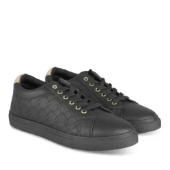 Baskets NOIR Femme Motif Uni Lacets