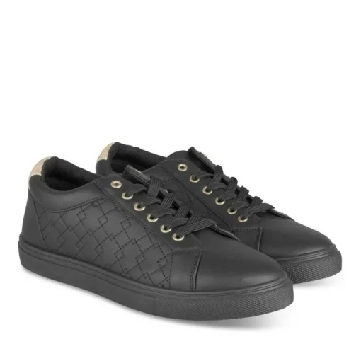 Baskets NOIR Femme Motif Uni Lacets