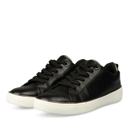 Baskets NOIR Femme Motif Uni Lacets