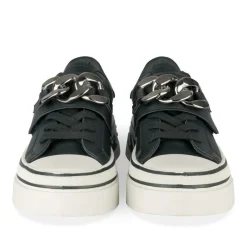 Baskets NOIR Femme Motif Uni Lacets