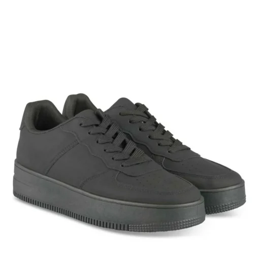 Baskets NOIR Femme Motif Uni Lacets