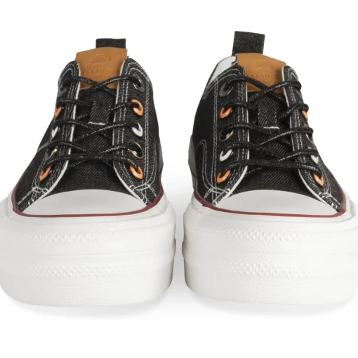 Baskets NOIR Femme Motif Uni Lacets