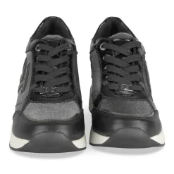 Baskets NOIR Femme Motif Uni Lacets
