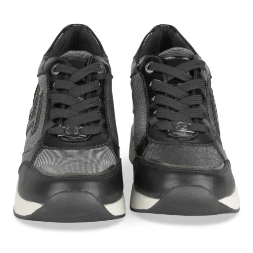 Baskets NOIR Femme Motif Uni Lacets