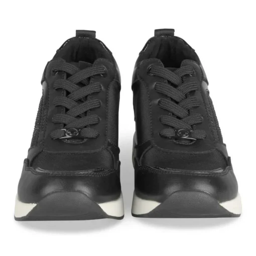 Baskets NOIR Femme Motif Uni Lacets