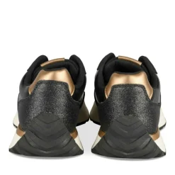 Baskets NOIR Femme Motif Paillettes Lacets