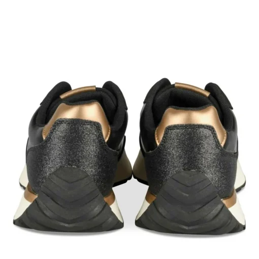 Baskets NOIR Femme Motif Paillettes Lacets
