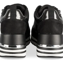 Baskets NOIR Femme Motif Uni Lacets