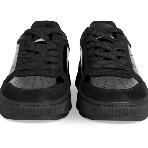 Baskets NOIR Femme Motif Uni Lacets