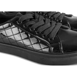 Baskets NOIR Femme Motif Uni Lacets