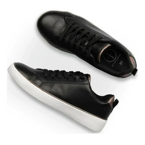 Baskets NOIR Femme Motif Uni Lacets