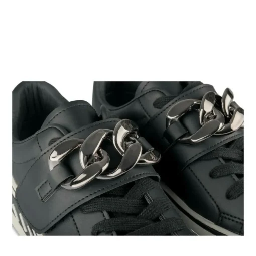 Baskets NOIR Femme Motif Uni Lacets