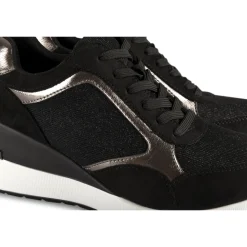Baskets NOIR Femme Motif Paillettes Lacets