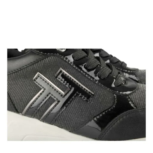 Baskets NOIR Femme Motif Uni Lacets