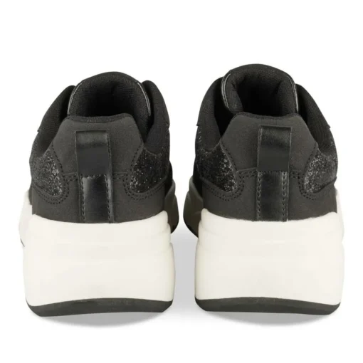 Baskets NOIR Femme Motif Paillettes Lacets