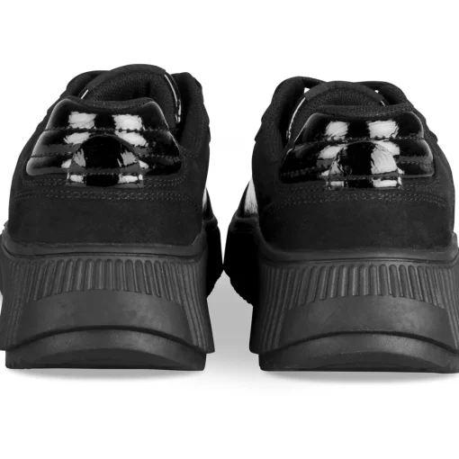 Baskets NOIR Femme Motif Uni Lacets