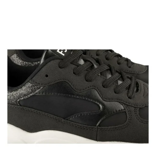 Baskets NOIR Femme Motif Paillettes Lacets
