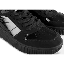 Baskets NOIR Femme Motif Uni Lacets