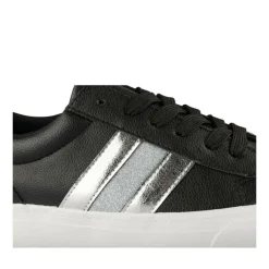 Baskets NOIR Femme Motif Paillettes Lacets