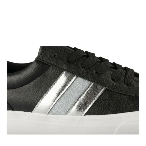 Baskets NOIR Femme Motif Paillettes Lacets