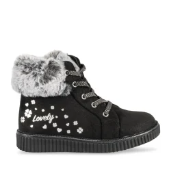 Baskets NOIR Fille Motif Uni Elastique + Fermeture éclair
